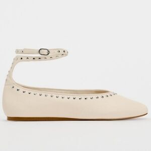 Sz 8, 9 Zara Studded Ankle Strap Ballet Flats New